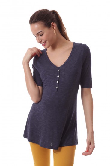 Tee shirt long LALY uni marine