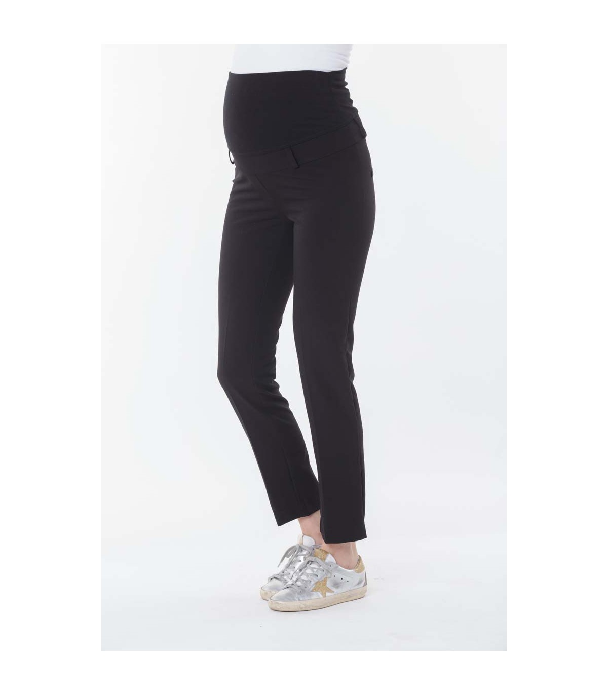 Pantalon grossesse cigarette velours marine