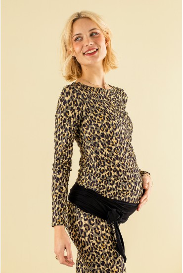 Top de grossesse en jersey leopard