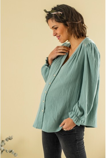Chemise de grossesse gaze coton col v