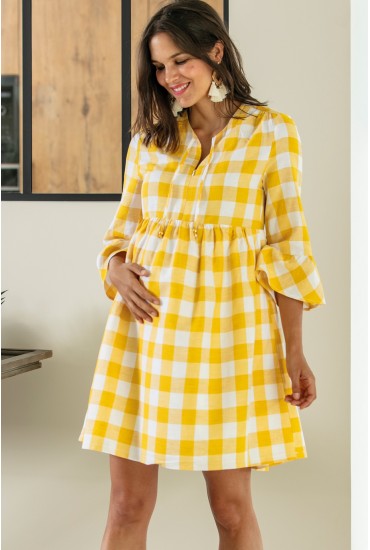 Robe de maternité Bella vichy jaune