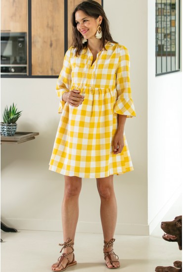 Robe de maternité Bella vichy jaune