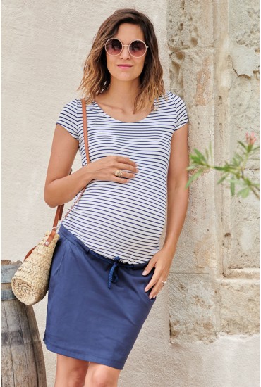 Robe de grossesse rayée marine