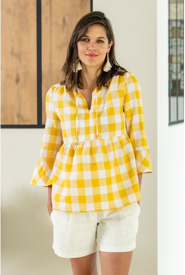 Blouse de maternité Dune vichy jaune