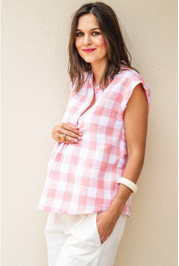 Top de maternité Isaé vichy pink