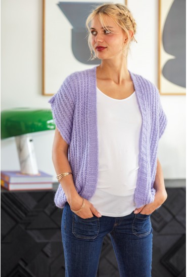 Gilet maille douce manche courte Lila