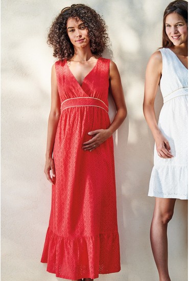 Robe longue de grossesse en coton