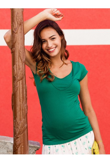 Tee-shirt de grossesse et d'allaitement - Lise uni vert