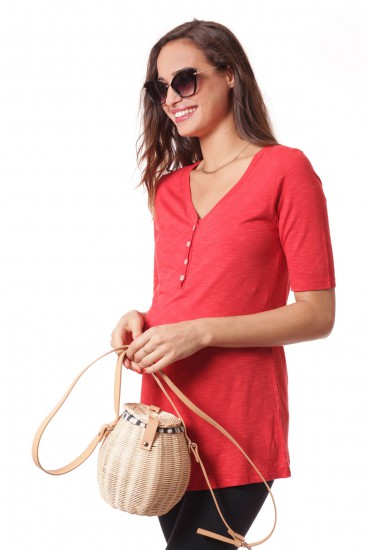 Face tee-shirt coton rouge Laly uni