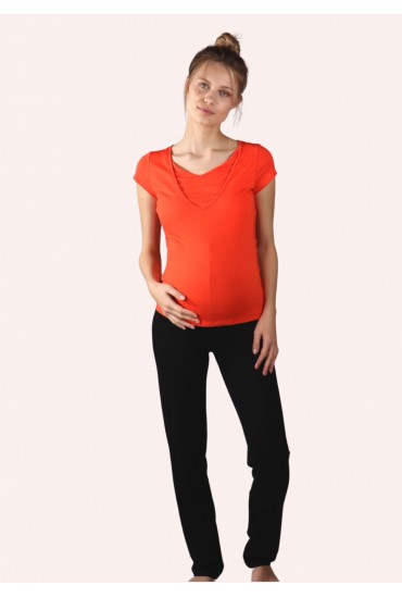 Pyjama de grossesse et allaitement Lise orange & 335-870