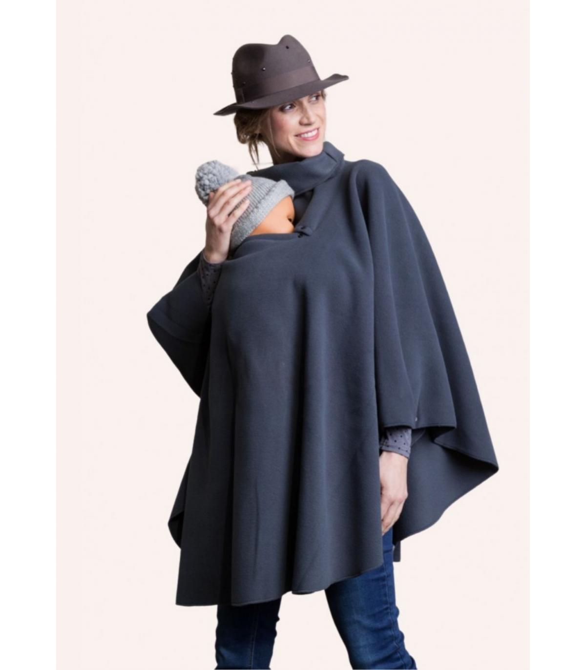 Poncho De Grossesse Et Portage Gris