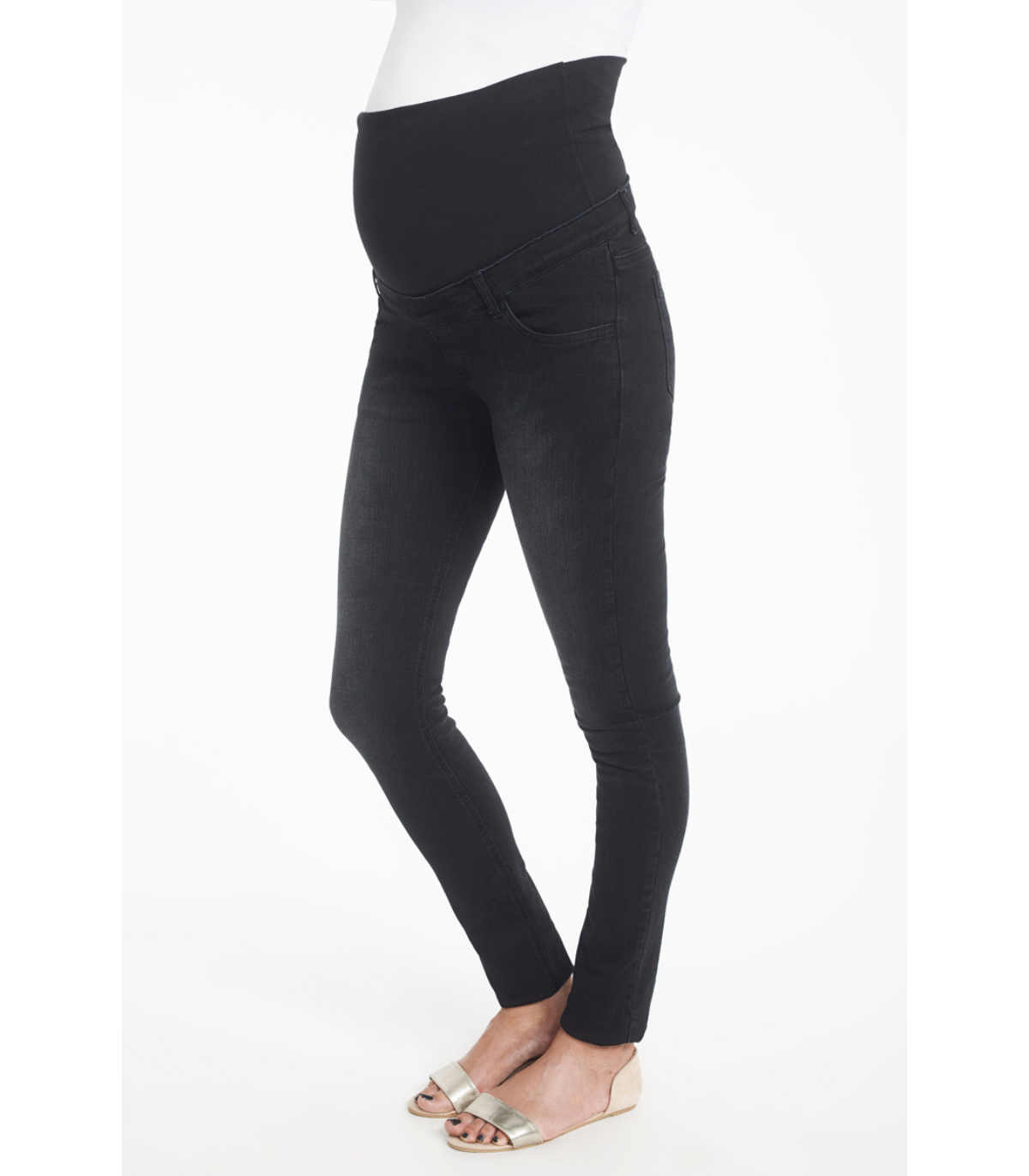 Pantalon grossesse slim bandeau haut – Noir