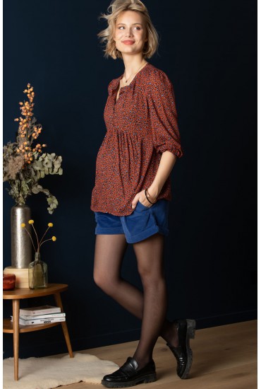 Short grossesse revers - Velours indigo